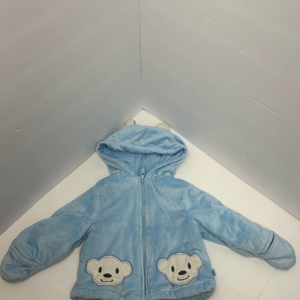 Wippette Light Blue Kids Puffer Jacket with Bear Design